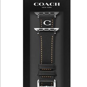 COACH Black Leather Strap 38-40mm Apple Watch Band